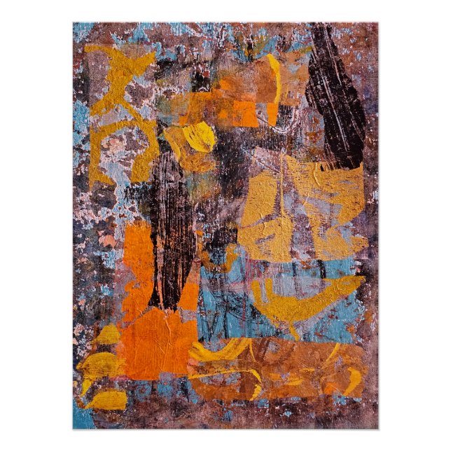 Winter Campfire, Collage, A Gel Print Abstract (Front)