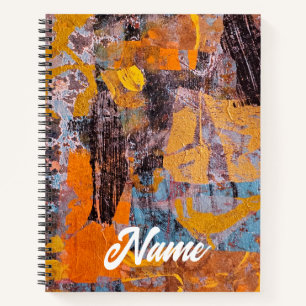 Winter Campfire, Gel Print Collage Spiral Notebook