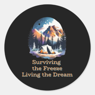 Winter Camping Hob Classic Round Sticker