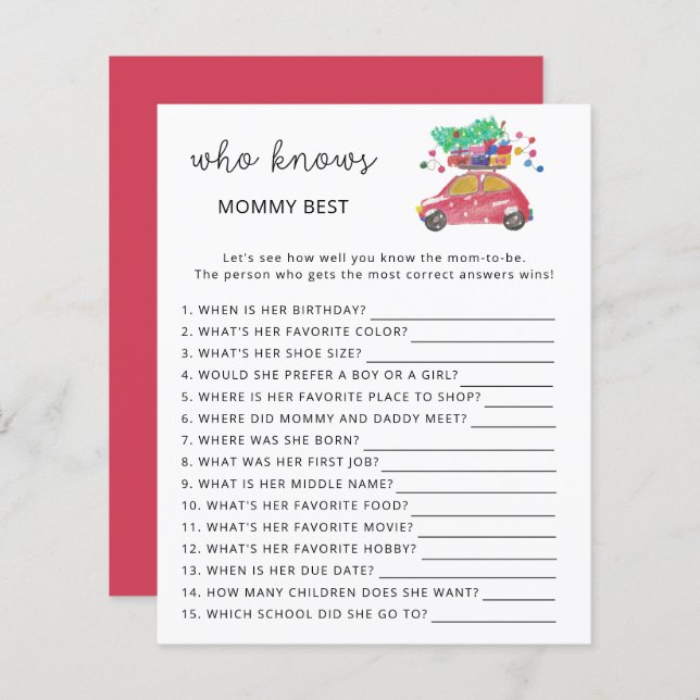 Winter car \ Who knows mummy best game (Front/Back)