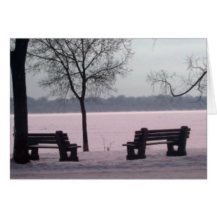 WINTER CARD: Lake Harriet "Benches", Mpls., MN,