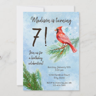 Winter Cardinal Birthday Invitation