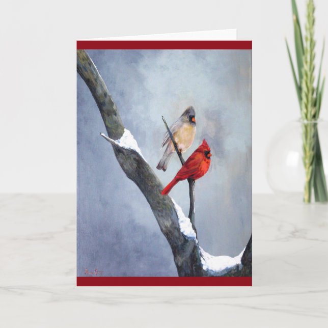 Winter Cardinal Christmas Holiday Card (Front)