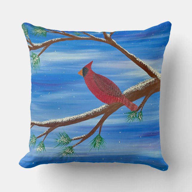 Winter Cardinal Cushion (Front)