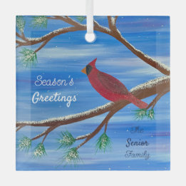 Winter Cardinal Glass Tree Decoration