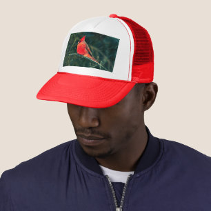 Winter Cardinal in Snowstorm - Enhanced Trucker Hat