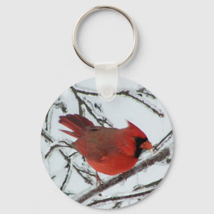 Winter Cardinal Key Ring
