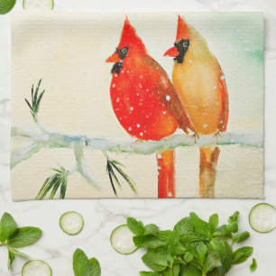 Winter Cardinal Kitchen Towel