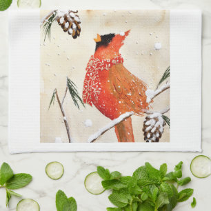 Winter Cardinal Kitchen Towel