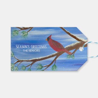 Winter Cardinal Magnetic Christmas Card Gift Tags