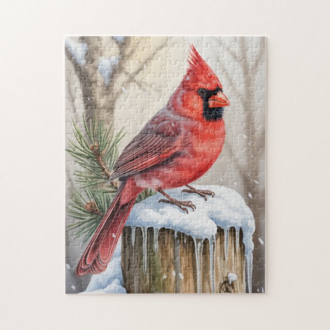 Winter Cardinal Puzzle (Vertical)