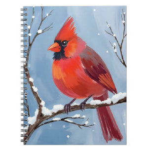 Winter Cardinal Red Bird Watercolor Painting Notebook