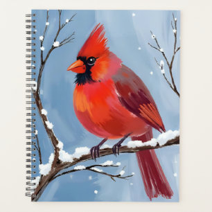 Winter Cardinal Red Bird Watercolor Painting Planner