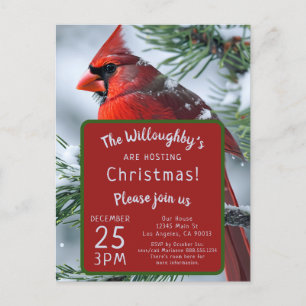 Winter Cardinal RIP Memorial Christmas Wedding  Postcard
