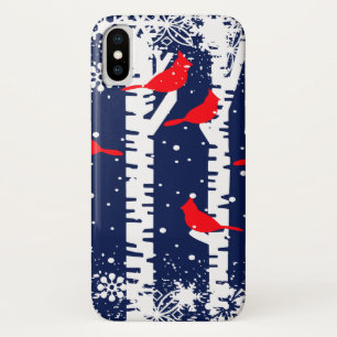 Winter Cardinal Scene iPhone X Case