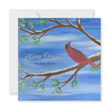 Winter Cardinal Square Christmas Card