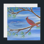 Winter Cardinal Square Christmas Card<br><div class="desc">A cheerful winter cardinal,  perfect for the holiday season!
Customise the front and back with your name,  and add your own family photo!</div>