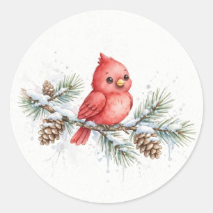 Winter Cardinal Watercolor Sticker