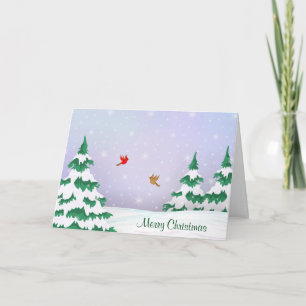 Winter Cardinals Christmas Greeting Holiday Card