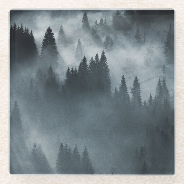 Winter Carpathian: Sunrise Mountain Landscape Glass Coaster (Front)