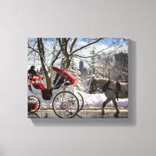 Winter Carriage Horses in Central Park Canvas Print