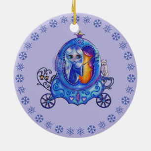 Winter Carriage Ride Fairy Polar Bear Cute Big Eye Ceramic Tree Decoration