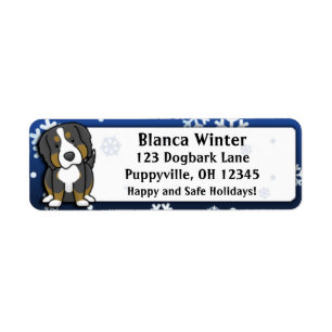 Winter Cartoon Bernese Mountain Dog