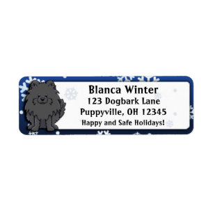 Winter Cartoon Black Pomeranian