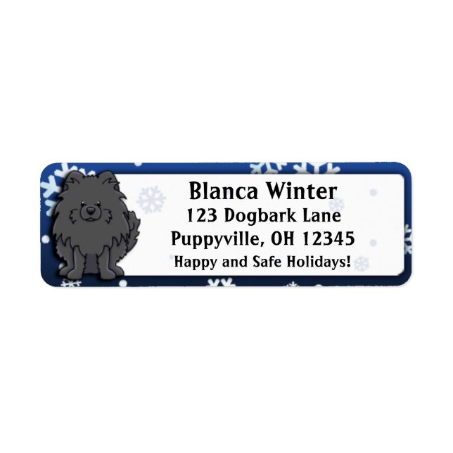 Winter Cartoon Black Pomeranian (Front)