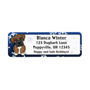 Winter Cartoon Brindle Boxer