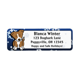 Winter Cartoon Brown Border Collie
