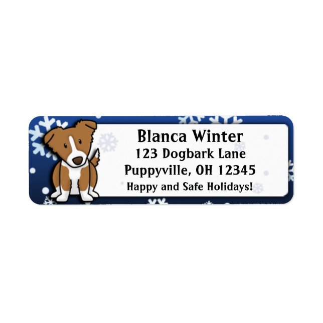Winter Cartoon Brown Border Collie (Front)
