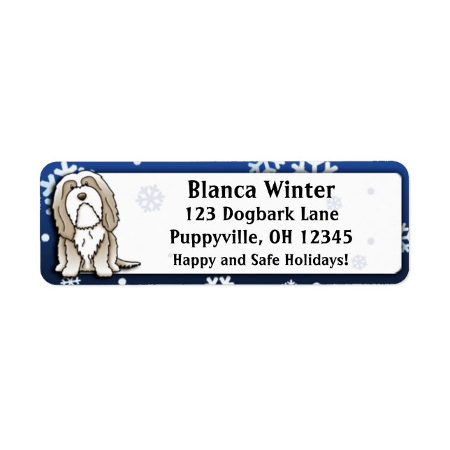 Winter Cartoon Fawn Bearded Collie (Front)