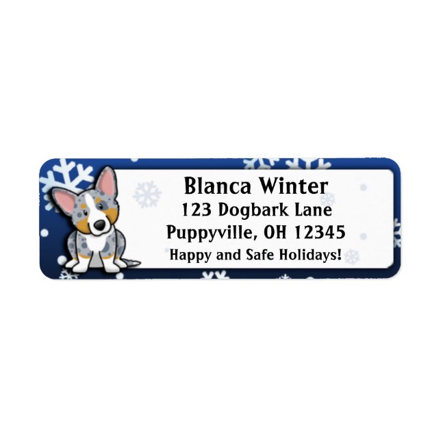 Winter Cartoon Merle Cardigan Welsh Corgi (Front)