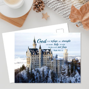 Winter Castle, psalm 46 1-2 Bible Verse Postcard