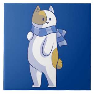 winter cat ceramic tile
