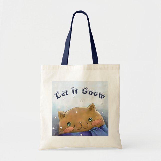 Winter Cat Let it Snow Art Tote Bag (Front)