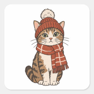 Winter Cat Lover - Cute Winter Cat Sticker
