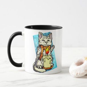 Winter cat mug