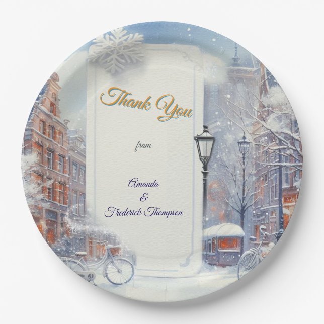 Winter Celebrations in Amsterdam Paper Plate (Front)
