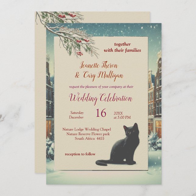 Winter Celebrations in the Snow, or in the Sun.  Invitation (Front/Back)