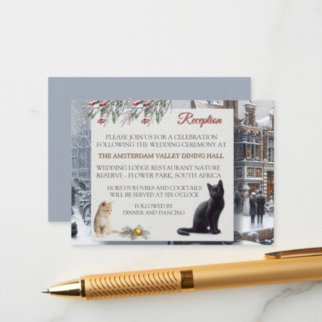 Winter Celebrations in the Snow, with Kittens Enclosure Card (Front/Back In Situ)
