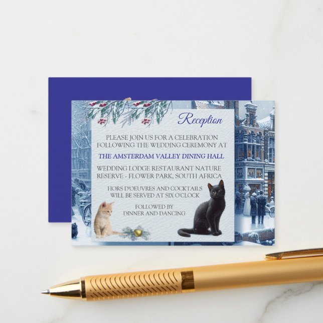 Winter Celebrations in the Snow, with Kittens Enclosure Card (Front/Back In Situ)