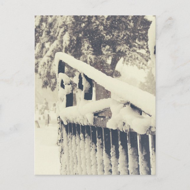 Winter Cemetary Gate Postcard (Front)
