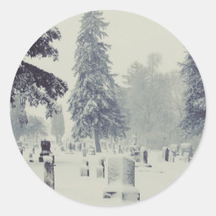 Winter Cemetery Classic Round Sticker