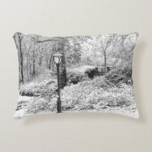 Winter Central Park Landscape Decorative Cushion