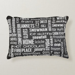 Winter Chalkboard Collage Decorative Cushion