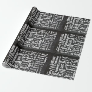 Winter chalkboard word cloud wrapping paper