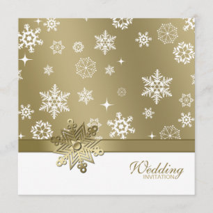 Winter Champagne and white Snowflakes Wedding Invitation