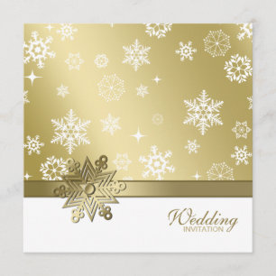 Winter Champagne and white Snowflakes Wedding Invitation